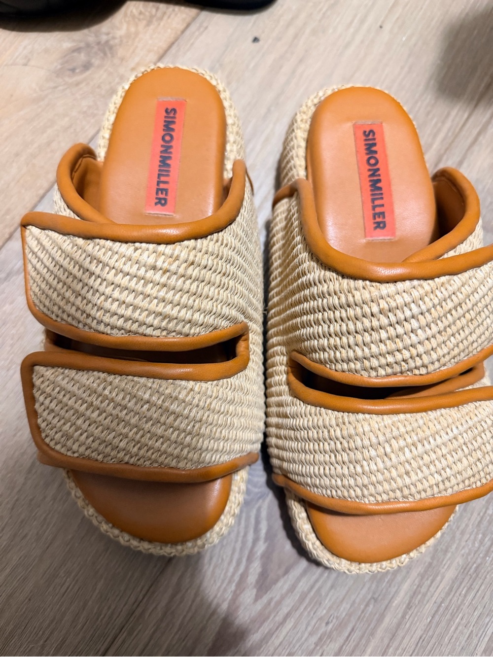 Simon Miller Tan Woven Double-Strap Slide Mules